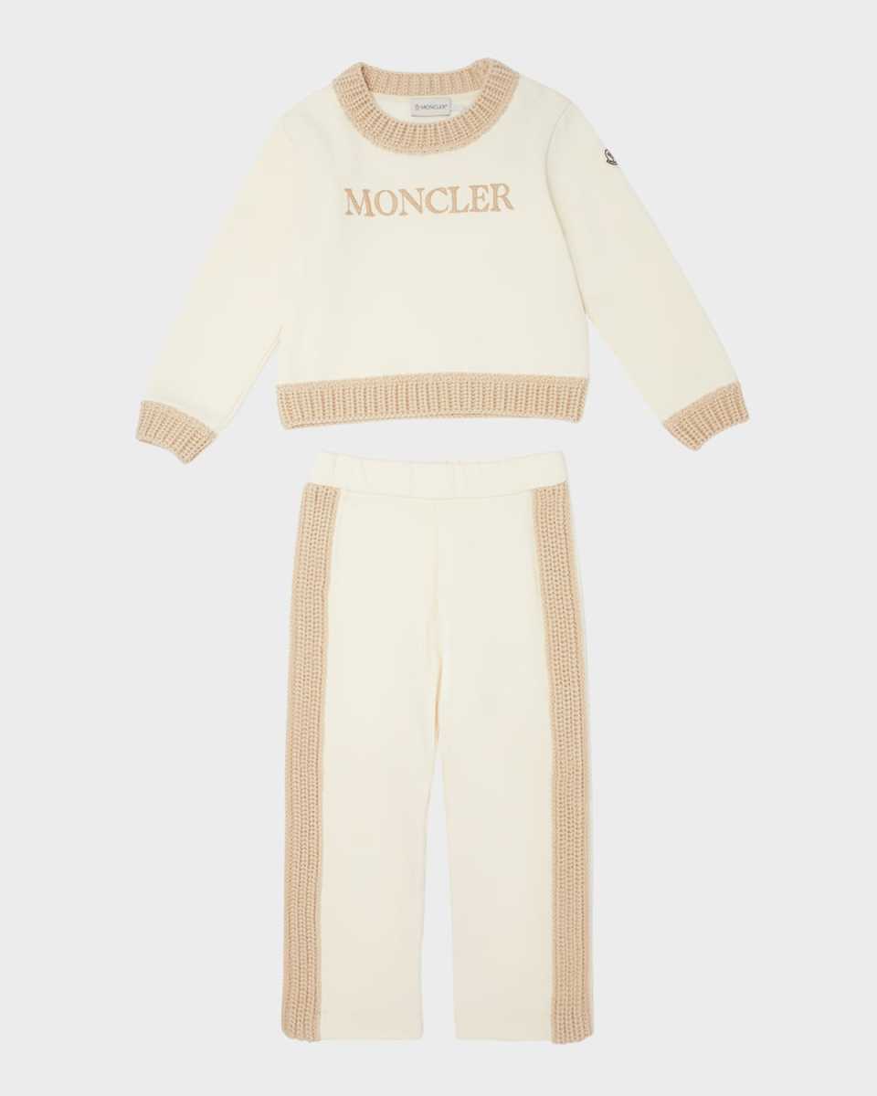 Girl's Embroidered Logo-Print Knit Trim Set, Size 4-6